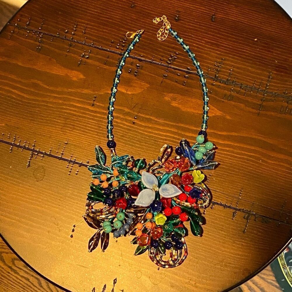 Garden Masterpiece Murano Glass Bib Necklace Valentina & Alessandra - Picture 2 of 8